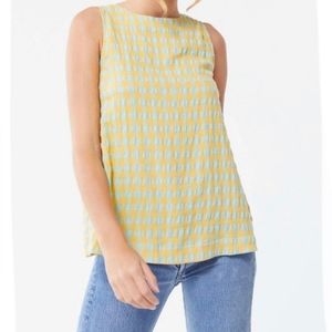 URBAN OUTFITTERS Yellow & Blue Gingham Gauzy Back Tying Sleeveless Top